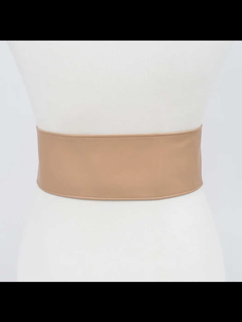 Faux leather Wide Waist Belt with Woven Round Buckle - Picture 2 of 5